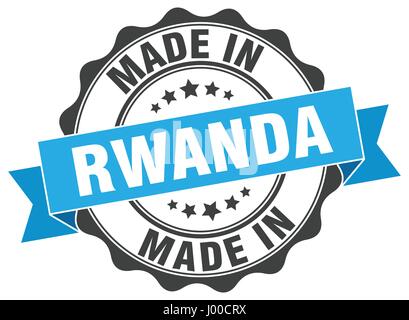 made in Rwanda round seal Stock Vector