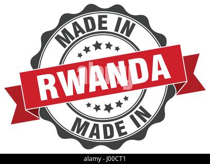 made in Rwanda round seal Stock Vector