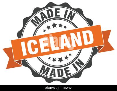made in Iceland round seal Stock Vector