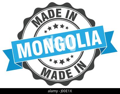 made in Mongolia round seal Stock Vector