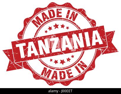 made in Tanzania round seal Stock Vector