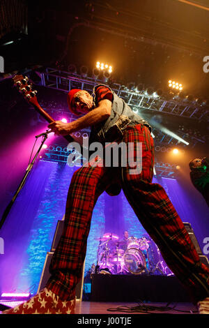 San Diego, California. April 27, 2017. Guitarist Captain Sensible performs with The Damned at the House of Blues. Formed in 1976 in London, The Damned is on a 40th anniversary tour. Along with singer Dave Vanion, Captain Sensible is one of the band's founding members. Stock Photo