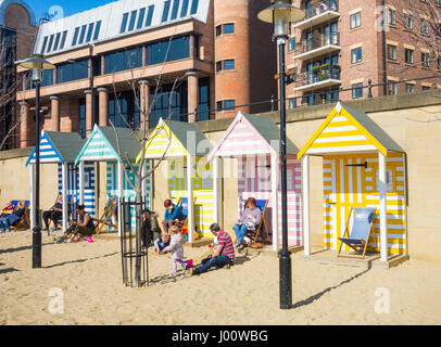 Pop up beach on The Quayside, 'Quayside Seaside' in Newcastle upon Tyne, England, United Kingdom. Stock Photo