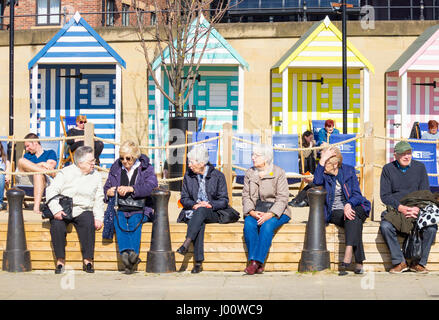 Pop up beach on The Quayside, 'Quayside Seaside' in Newcastle upon Tyne, England, United Kingdom. Stock Photo