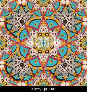 Vector seamless pattern. national decorative element for fabric ot design. Islam, Arabic motifs. Oriental colorful mandala. Stock Vector