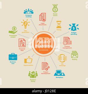 Project Planning. Concept with icons. Stock Vector