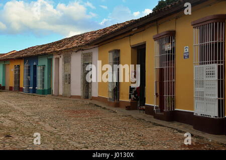 Trinidad, Cuba, Caribbean sea, typical street of colorful houses Stock Photo