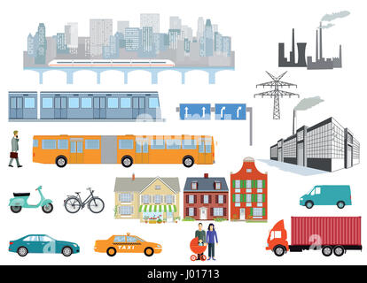 Community with road traffic transport, and Industry, infographics, vector illustration Stock Photo