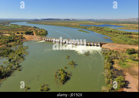 Aerial view of the Ord River Diversion dam, the Kimberley region, Western Australia. Stock Photo