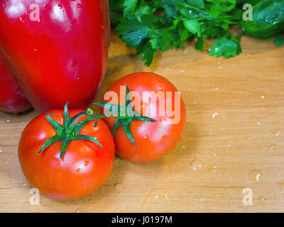The fresh vegetables on the wet table Stock Photo