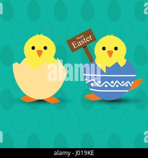 Newborn chicken in the broken egg Stock Vector