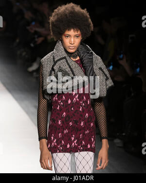 NEW YORK, NY - FEBRUARY 09, 2017: Chanel De Leon Gomez walks the runway at the Desigual Fall Winter 2017 fashion show during New York Fashion Week at  Stock Photo