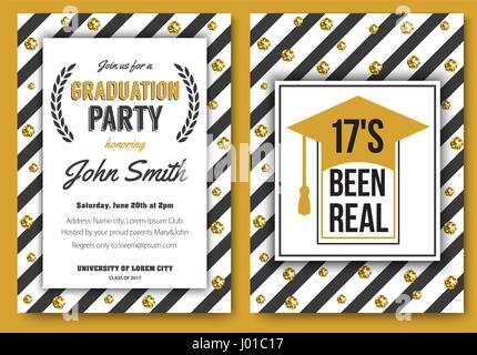 Graduation party vector template invitation Stock Vector