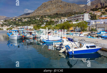 Small colourful fishing boats, Kalymnos, Greece Stock Photo