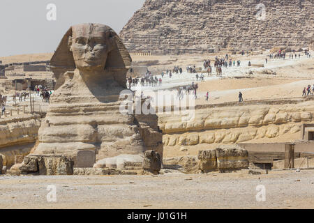 The Spinx of Giza and the Pyramid of Cheops, Cairo, Egypt Stock Photo ...