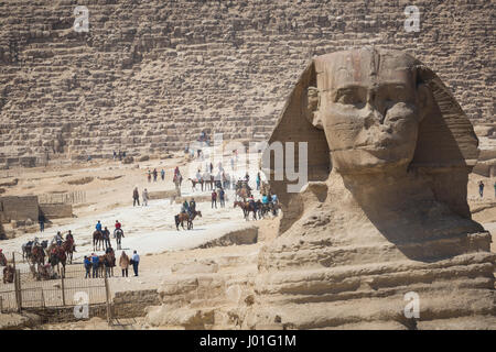 The Spinx of Giza and the Pyramid of Cheops, Cairo, Egypt Stock Photo ...