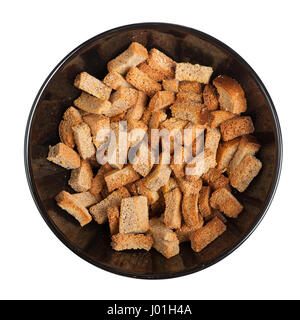 Dry baked breads in plate isolated on white background Stock Photo