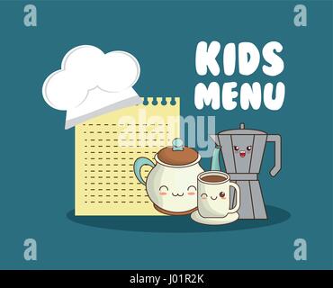 kids menu set kitchen utensils Stock Vector