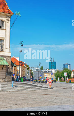 Warsaw, Poland - August 20, 2012: People in the one of the main Streets in Warsaw city center, Poland Stock Photo