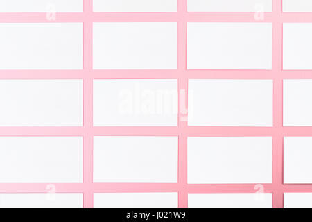 White Blank Business Cards On Pink Background With Fine Paper Texture Stock Photo