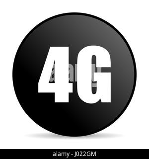 4g black color web design round internet icon on white background. Stock Photo