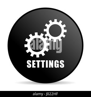 Settings black color web design round internet icon on white background. Stock Photo