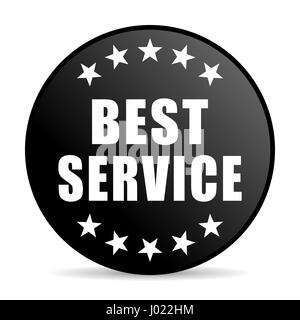 Best service black color web design round internet icon on white background. Stock Photo