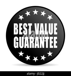 Best value guarantee black color web design round internet icon on white background. Stock Photo