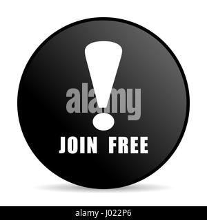 Join free black color web design round internet icon on white background. Stock Photo