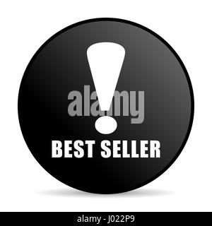 Best seller black color web design round internet icon on white background. Stock Photo