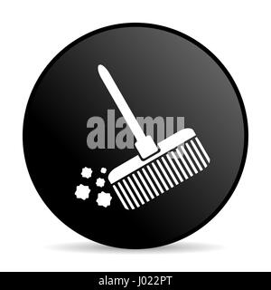 Broom black color web design round internet icon on white background. Stock Photo