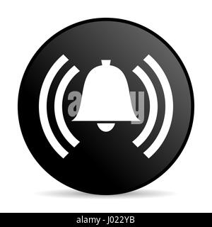 Alarm black color web design round internet icon on white background. Stock Photo