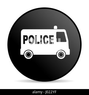 Police black color web design round internet icon on white background. Stock Photo