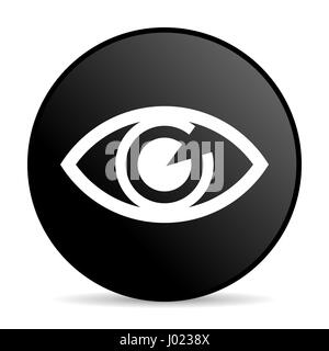 Eye black color web design round internet icon on white background. Stock Photo