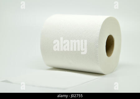 Roll of toilet paper isolated over a white background Stock Photo