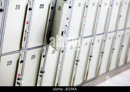 Lockers cabinets in a locker room Stock Photo