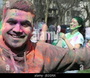 Chicago, USA. 8th Apr, 2017. People participate in Color Festival in