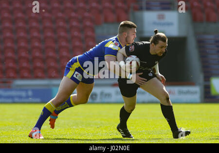 Doncaster, South Yorkshire, UK. 9th April, 2017. Andrew Dixon of Toronto Wolfpack on the attack vs Doncaster RLFC during the Kingstone Press League 1 fixture rugby league fixture at the Keepmoat Stadium, Doncaster, South Yorkshire  Picture by Stephen Gaunt/Alamy Live News Stock Photo