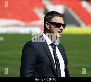 Doncaster, South Yorkshire, UK. 9th April, 2017. Paul Rowley (Coach) of Toronto Wolfpack during the Kingstone Press League 1 fixture rugby league fixture at the Keepmoat Stadium, Doncaster, South Yorkshire  Picture by Stephen Gaunt/Alamy Live News Stock Photo