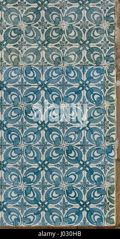 A tiled wall background in the downtown of Evora. Portugal. Stock Photo