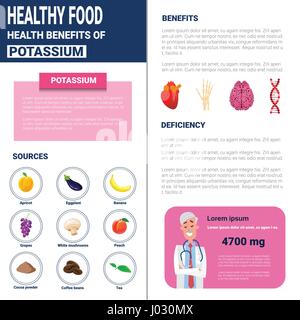 Healthy Food Infographics Products With Vitamins And Minerals, Health Nutrition Lifestyle Concept Stock Vector