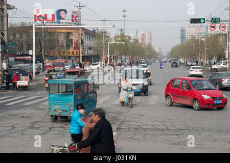 General street scene in Xiong County in Baoding, north China's Hebei province. 09-Apr-2017 Stock Photo