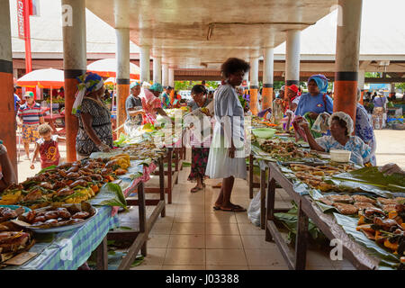 Women selling food at Main market in Port Vila, Efate Island, Vanuatu Stock Photo