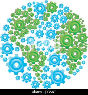 colorful circular shape with pattern of pinions Stock Vector