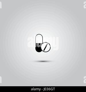Pills icon flat. Illustration isolated vector sign symbol Stock Vector