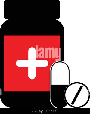Container for medicines of flat form with tablets on white background Stock Vector