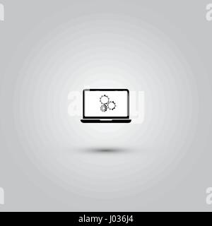 setting parameters, laptop icon, vector illustration. Flat design style Stock Vector