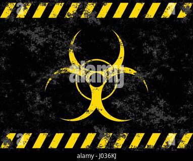 Biohazard symbol. Virus, infection, bacteria, contagion, toxic, waste quarantine contamination epidemic concepts Stylized grunge flag or background Stock Vector