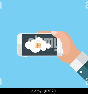 Mobile Apps Concept Mobile Security in Modern Flat Style Vector  Stock Vector