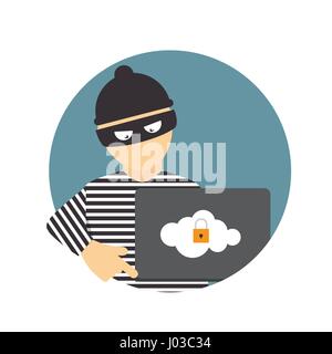 Criminal Hacker, Concept of Fraud, Cyber Crime. Vector Illustrat Stock Vector
